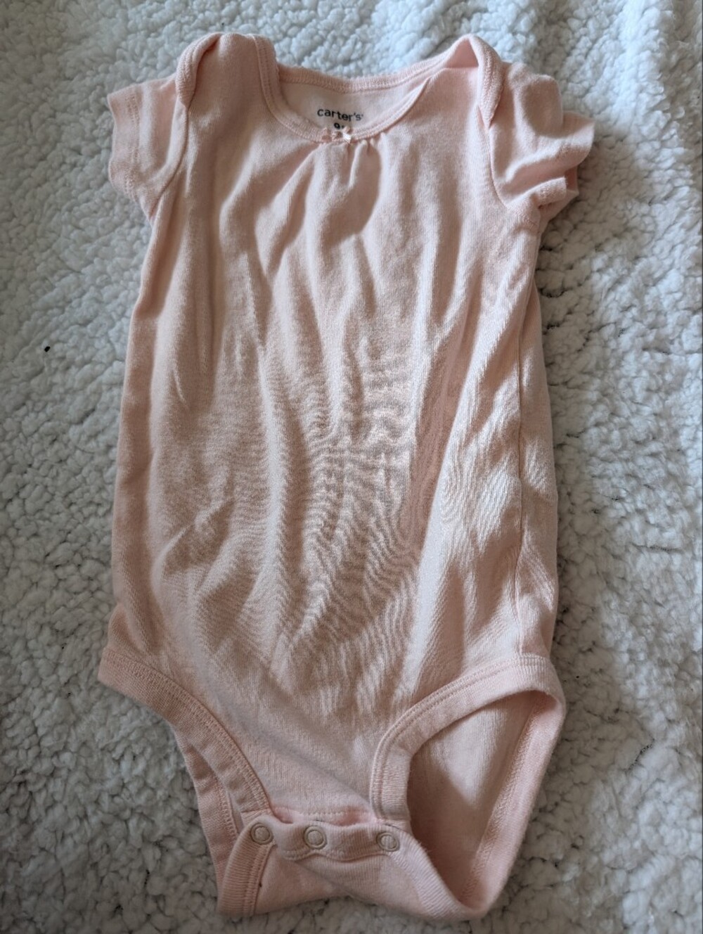 Carter's Pale Pink Short Sleeve Ribbed Baby Bodysuit